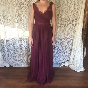 BHLDN fleur Black cherry bridesmaid gown